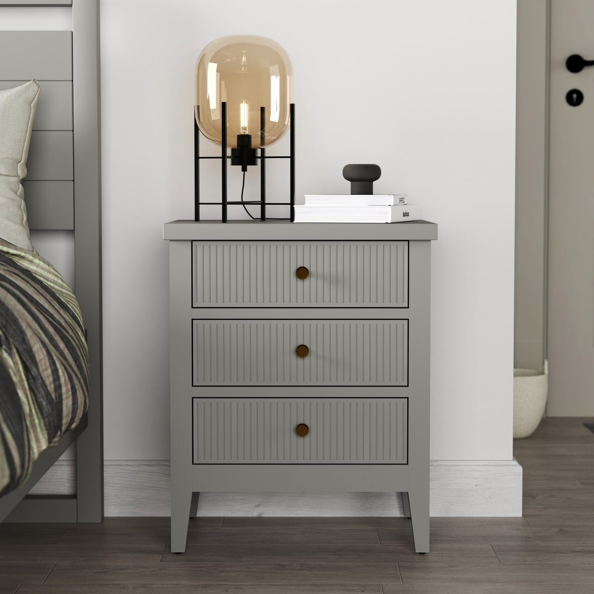 Solid Wood Bedside Table with Storage
