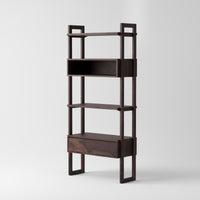 Wooden Tall Bookcase with Open Shelves & Storage