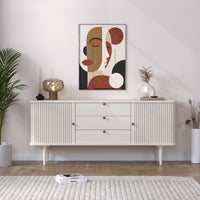 Solid Mango Wood Buffet Sideboard Cabinet with Storage