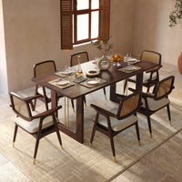 Wooden Dining Table 6 Seater with Modern Metal Accent Design