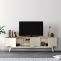 Solid Wood Entertainment Unit with Cabinet Storage