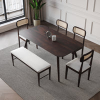 Solid Wood Dining Table 6 Seater Set with Bench for Dining Room