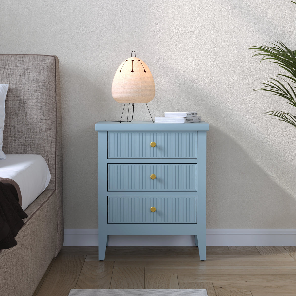 Solid Wood Bedside Table with Storage