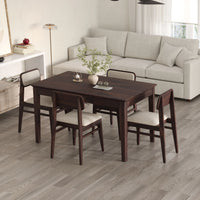 Oslo Solid Sheesham Wood 4 Seater Dining Table Set - Walnut Finish