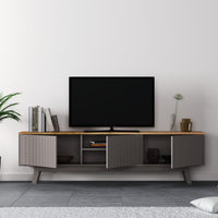 Solid Wood Entertainment Unit with Cabinet Storage