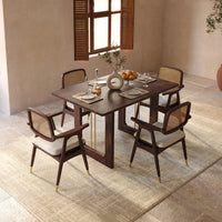 Sheesham Wood Dining Table 4 Seater with Modern Metal Accent Design