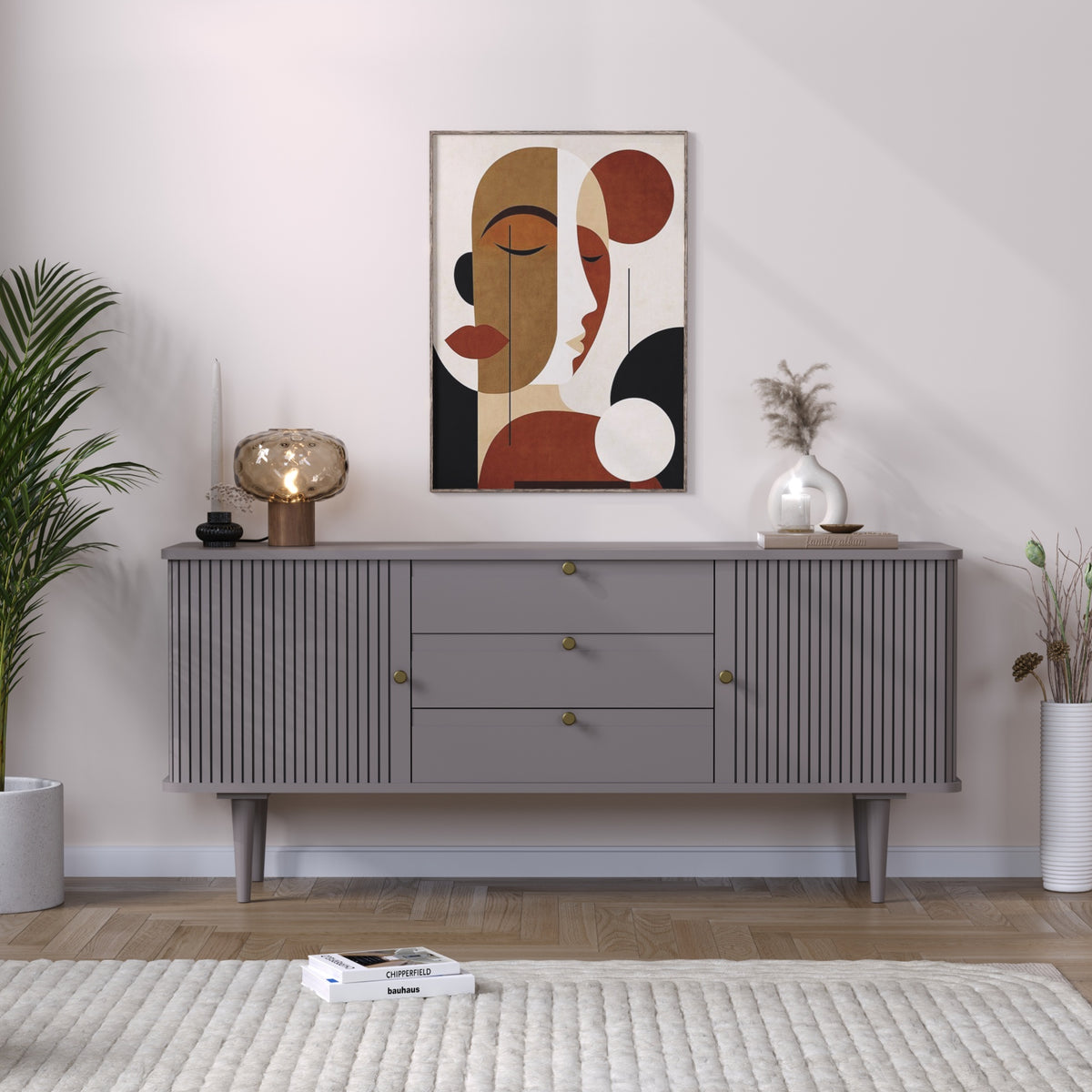 Solid Mango Wood Buffet Sideboard Cabinet with Storage