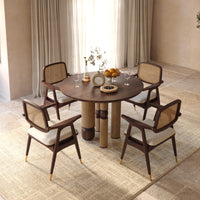 Sheesham Wood Dining Chair with Cane Back and Upholstered Seat