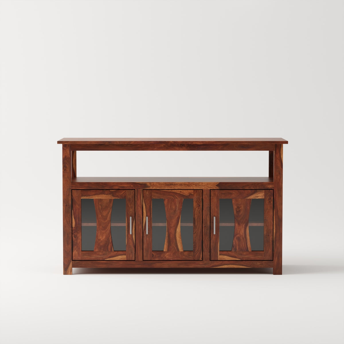 3 Door Wooden Storage Buffet Cabinet with Open Shelf