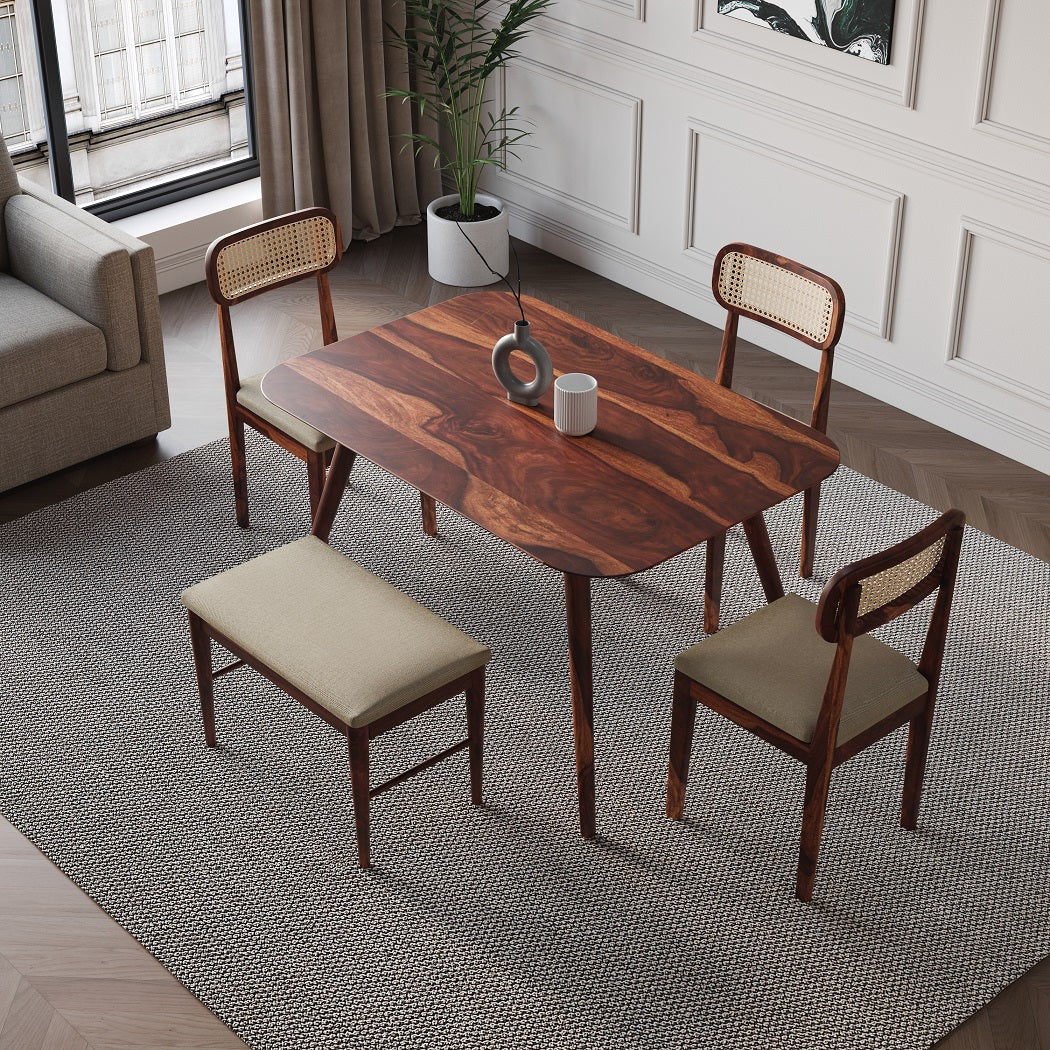 Solid Sheesham Wood 4 Seater Dining Set