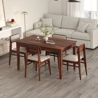 Oslo Solid Sheesham Wood 4 Seater Dining Table Set - Honey Finish