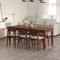 Oslo Solid Sheesham Wood 6 Seater Dining Table Set - Honey Finish