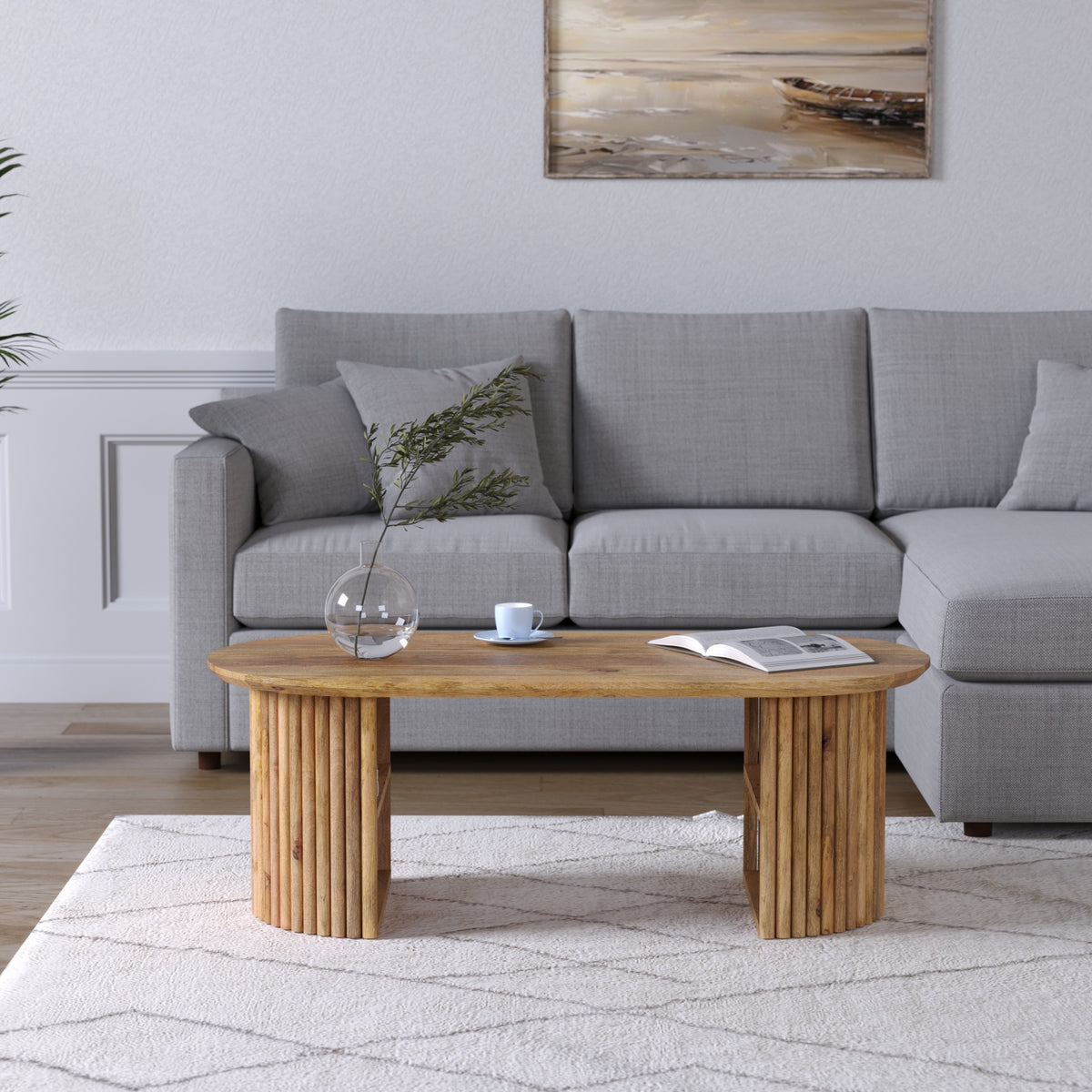 Mango Wood Semi Round Center Table