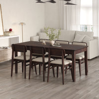 Oslo Solid Sheesham Wood 6 Seater Dining Table Set - Walnut Finish