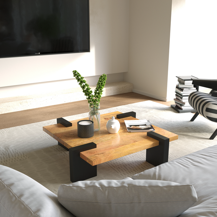 Modern Solid Mango Wood Coffee Table