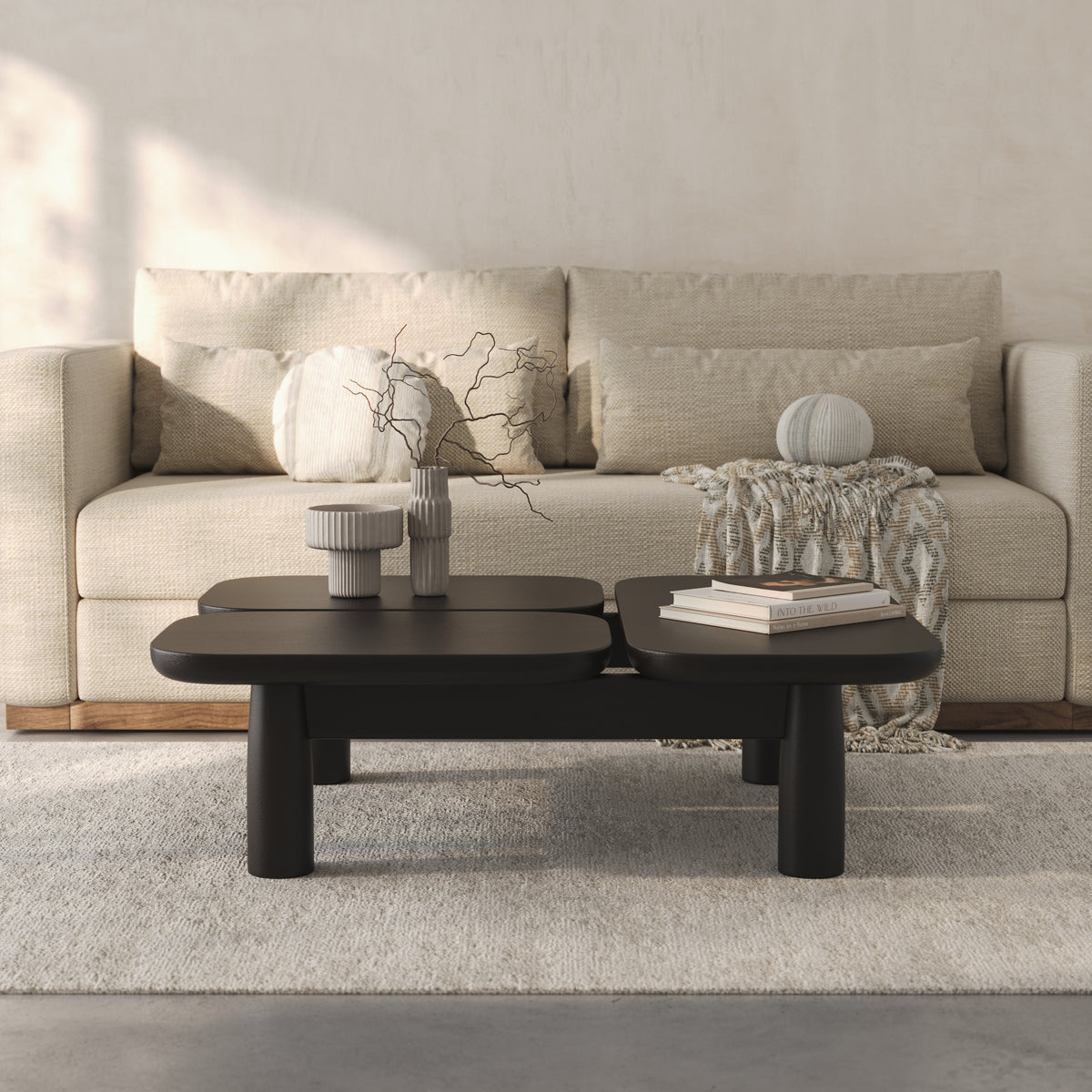 Nova Solid Wood Coffee Table for Living Room - Black Finish
