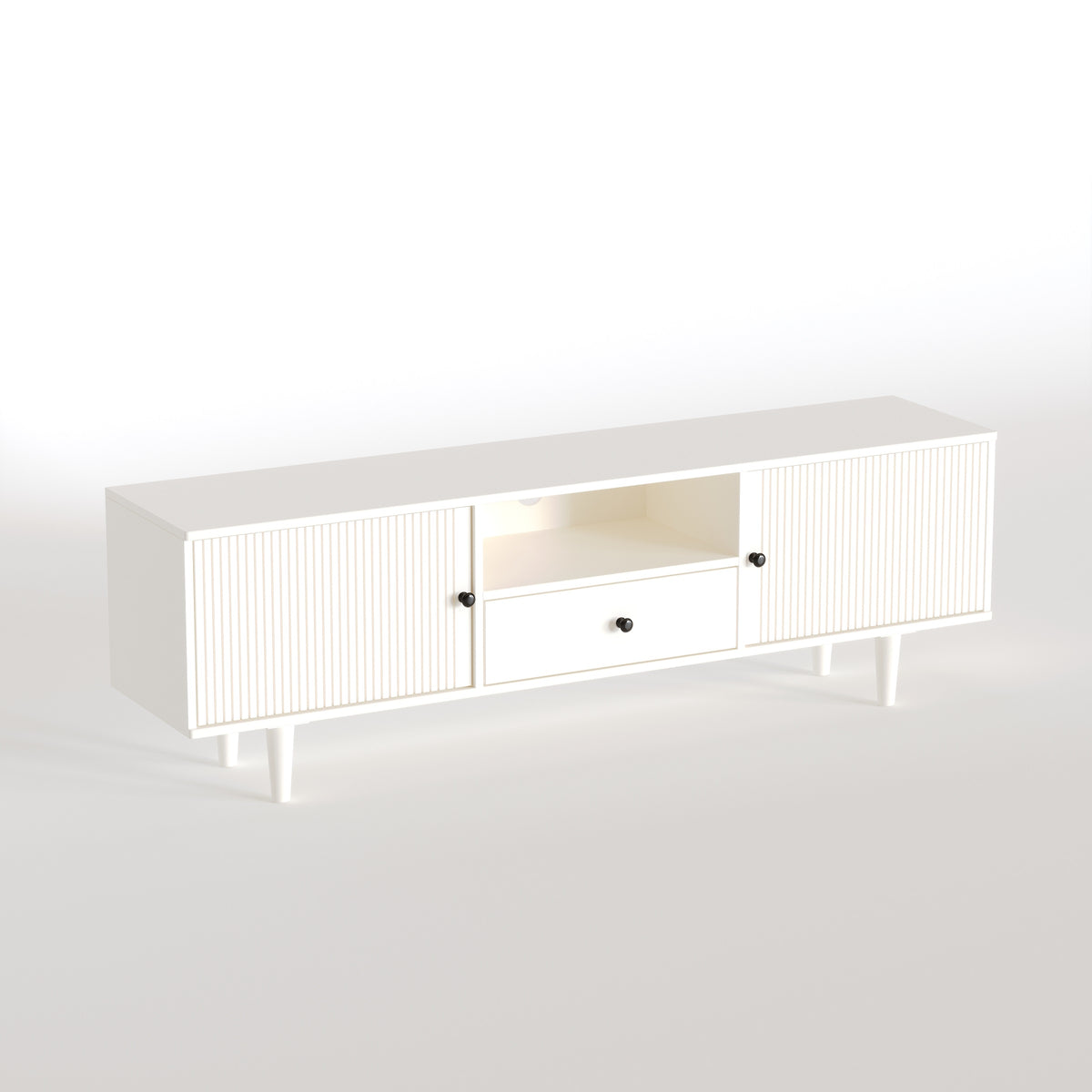 Solid Wood TV Entertainment Unit with Storage