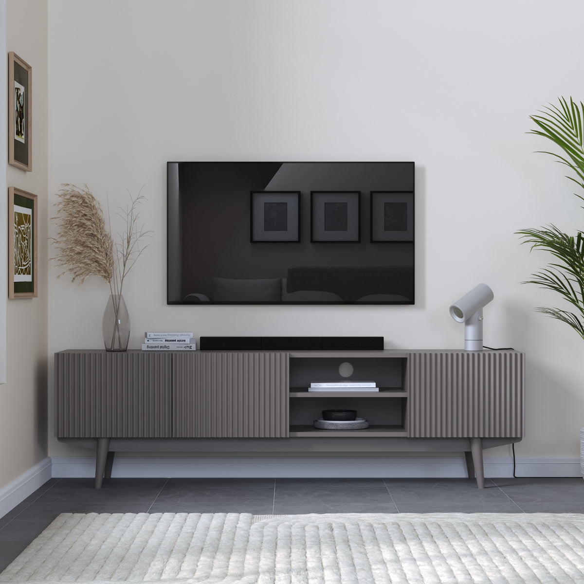 Solid Wood Tv Unit with Storage