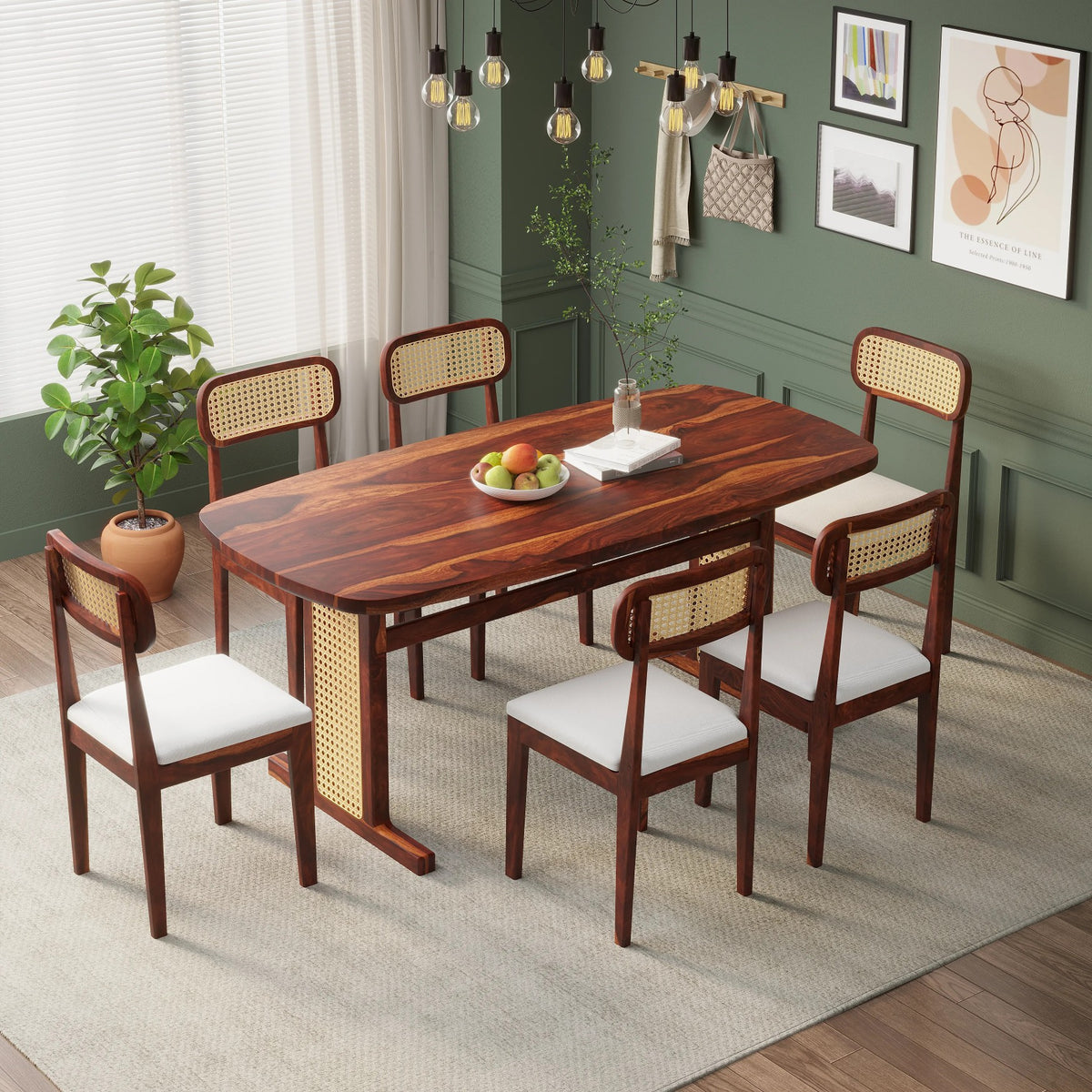 Wooden Dining Table 6 Seater in Natural Finish