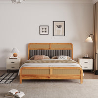 Wooden King Size bed without Storage in Natural Finish for Bedroom