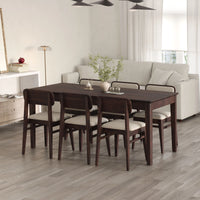 Oslo Solid Sheesham Wood 6 Seater Dining Table Set - Walnut Finish