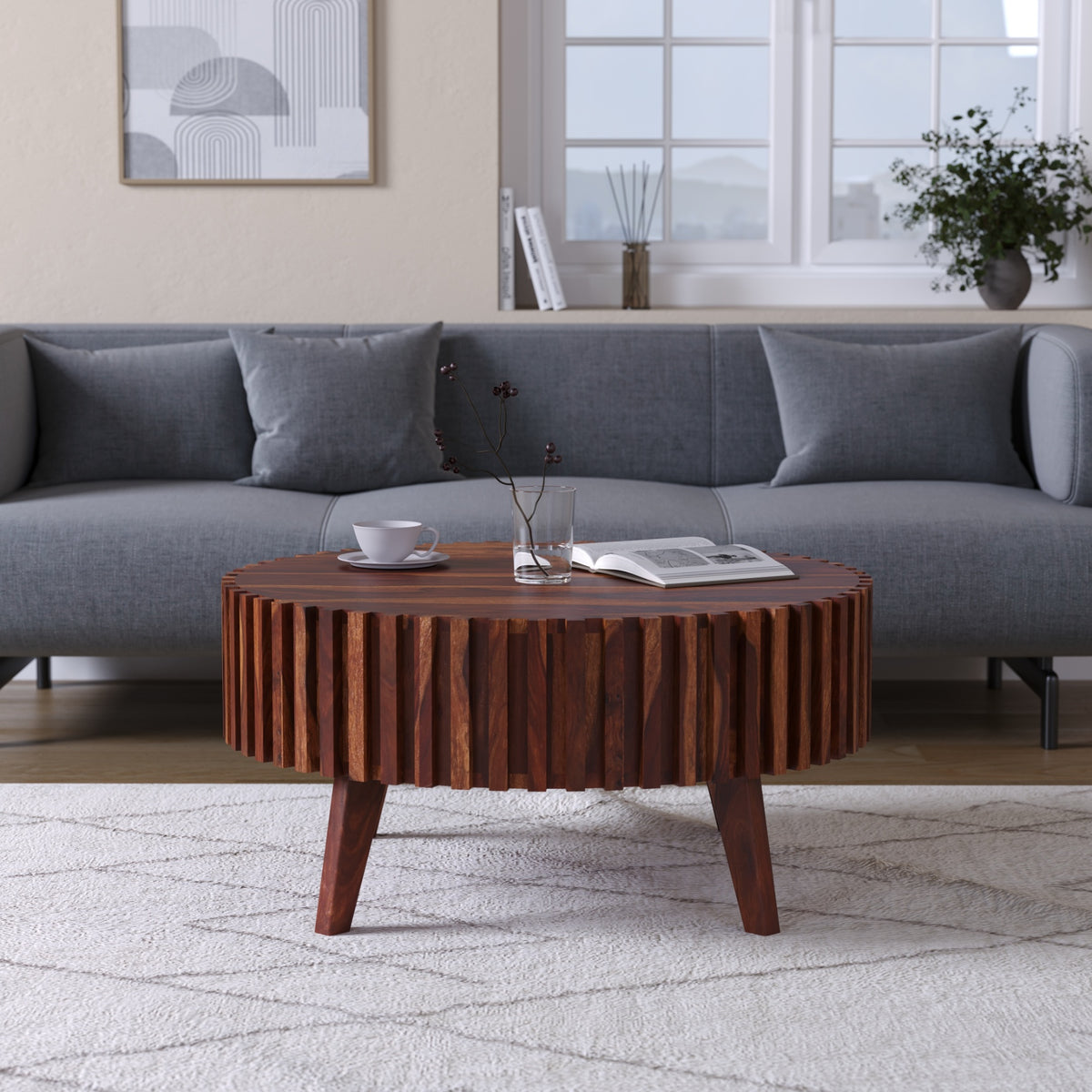 Sheesham Wood Round Coffee Table