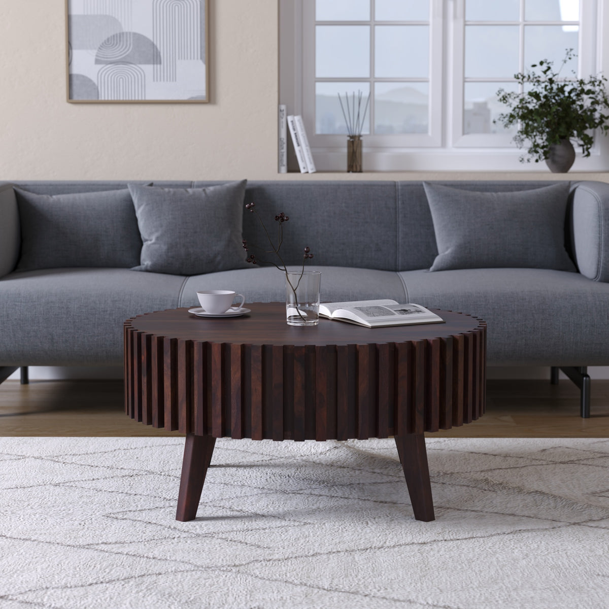 Sheesham Wood Round Coffee Table