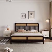 Wooden King Size bed without Storage in Walnut Finish for Bedroom