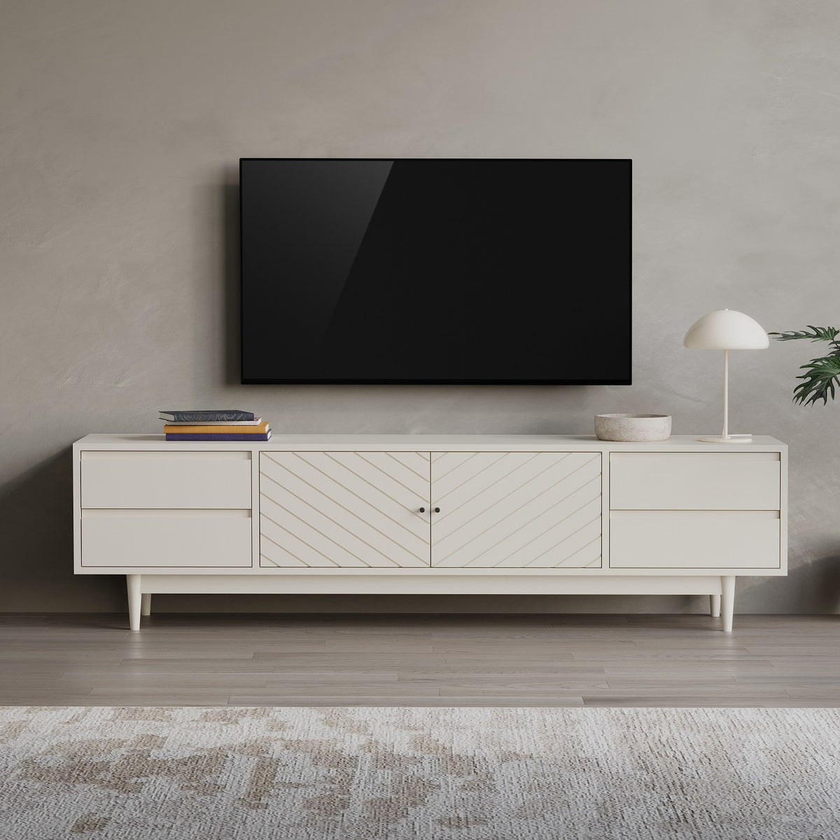 Wooden Entertainment Unit with Storage Cabinet