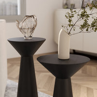 Wooden Side End Table Set of 2 | Pedestal Accent Table for Living Room