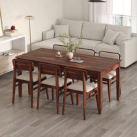 Oslo Solid Sheesham Wood 6 Seater Dining Table Set - Honey Finish
