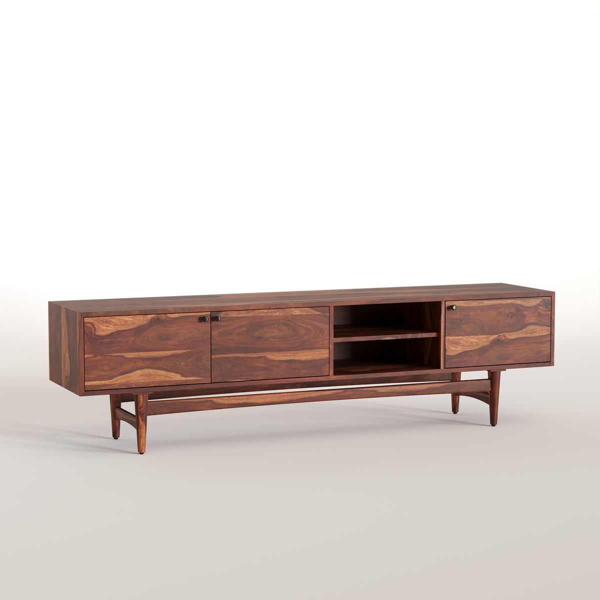 Solid Wood TV Cabinet with Storage and Drawers