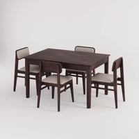 Oslo Solid Sheesham Wood 4 Seater Dining Table Set - Walnut Finish