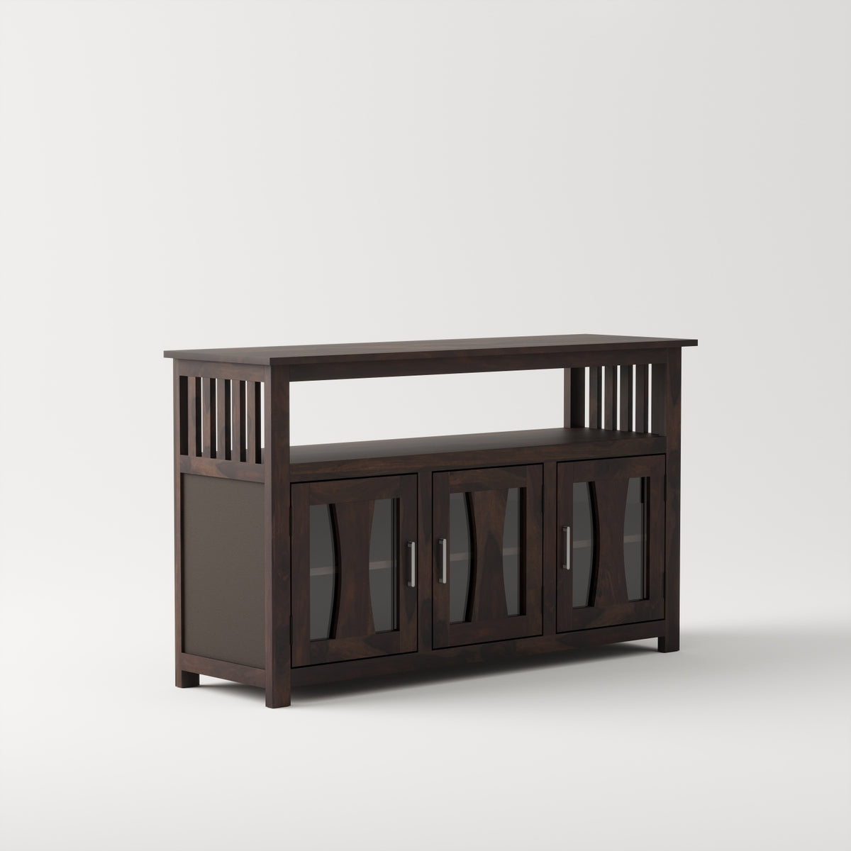 3 Door Wooden Storage Buffet Cabinet with Open Shelf