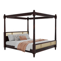 Wooden King Size Poster Bed without Storage for Bedroom