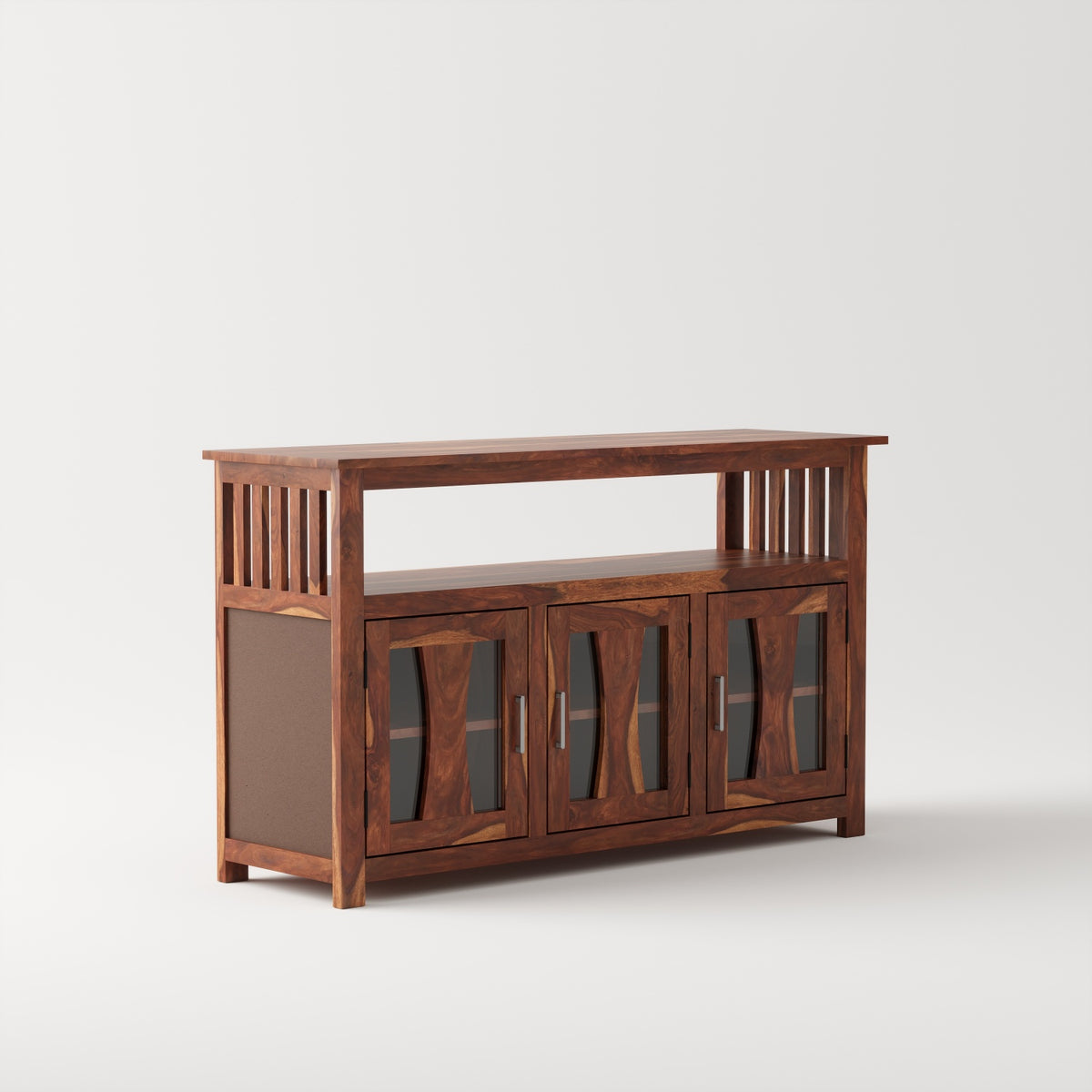 3 Door Wooden Storage Buffet Cabinet with Open Shelf