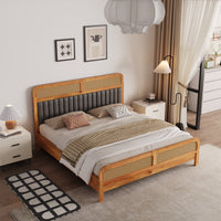 Wooden King Size bed without Storage in Natural Finish for Bedroom