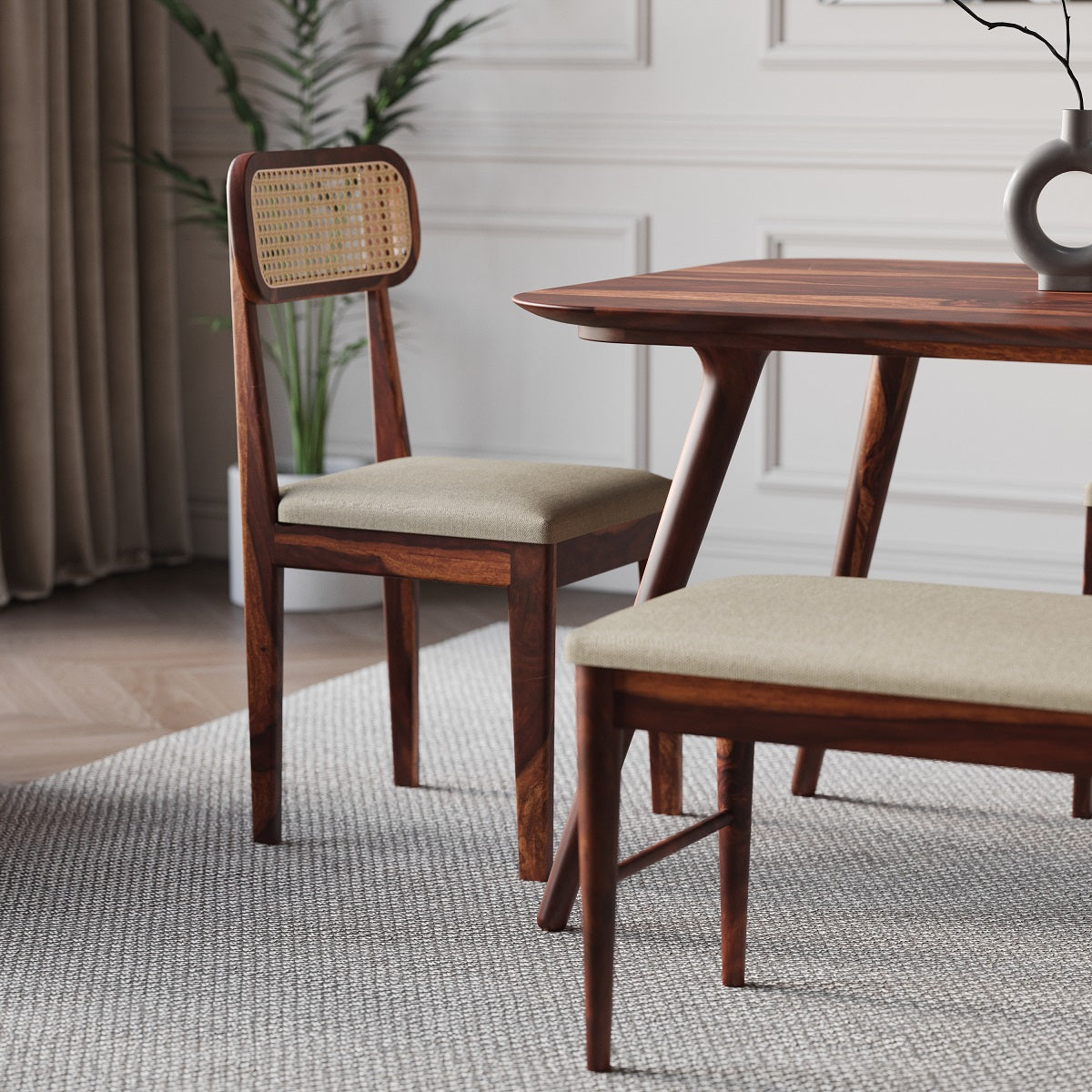 Solid Sheesham Wood 4 Seater Dining Set