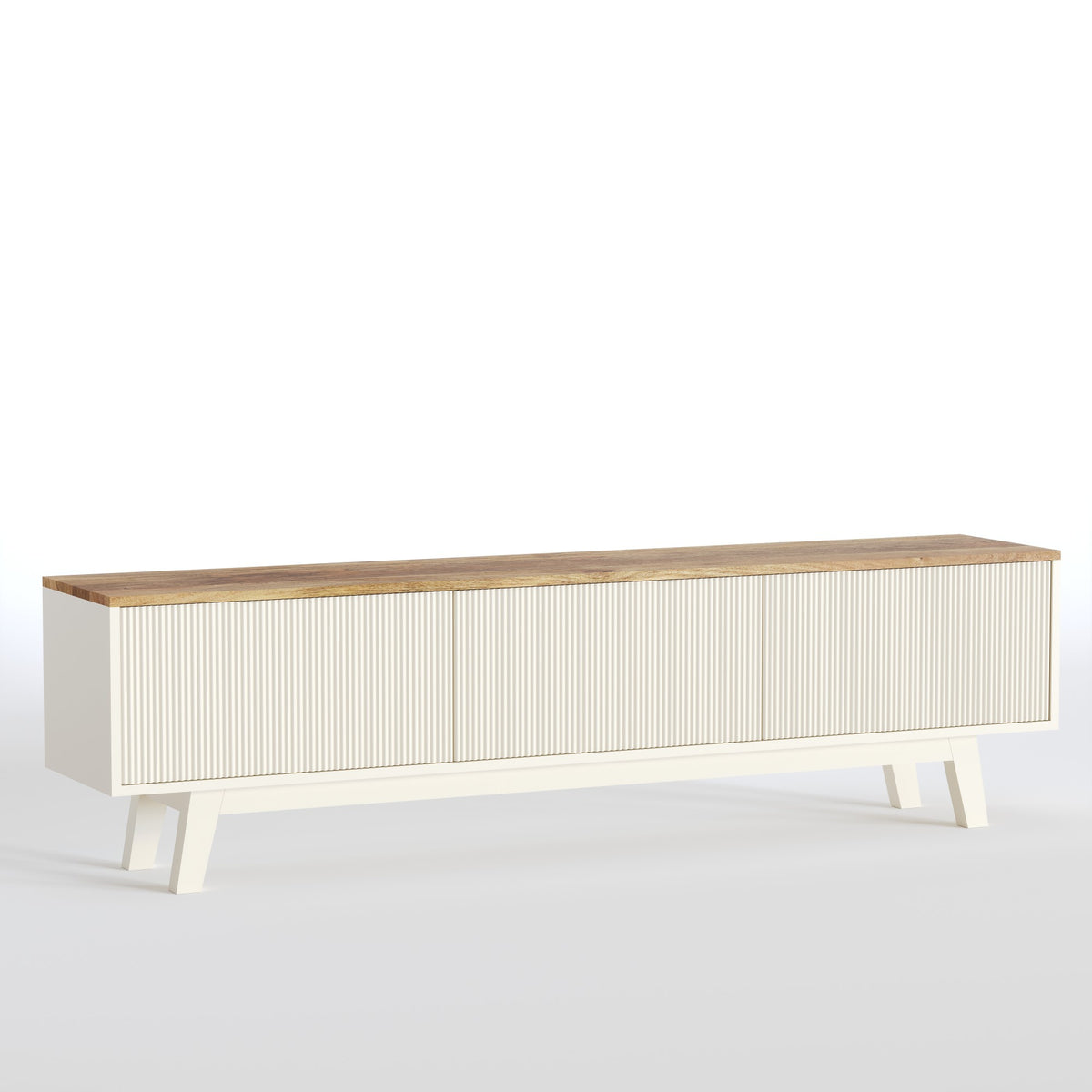 Solid Wood Entertainment Unit with Cabinet Storage