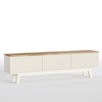 Solid Wood Entertainment Unit with Cabinet Storage