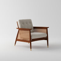 Sheesham Wood 1 Seater Sofa with Cane Back