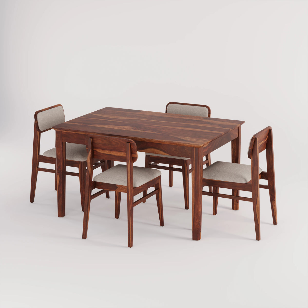 Oslo Solid Sheesham Wood 4 Seater Dining Table Set - Honey Finish