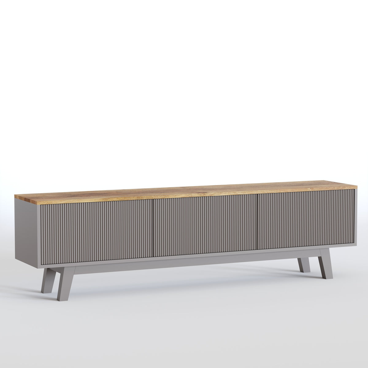 Solid Wood Entertainment Unit with Cabinet Storage