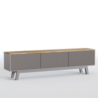 Solid Wood Entertainment Unit with Cabinet Storage