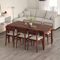 Oslo Solid Sheesham Wood 6 Seater Dining Table Set - Honey Finish