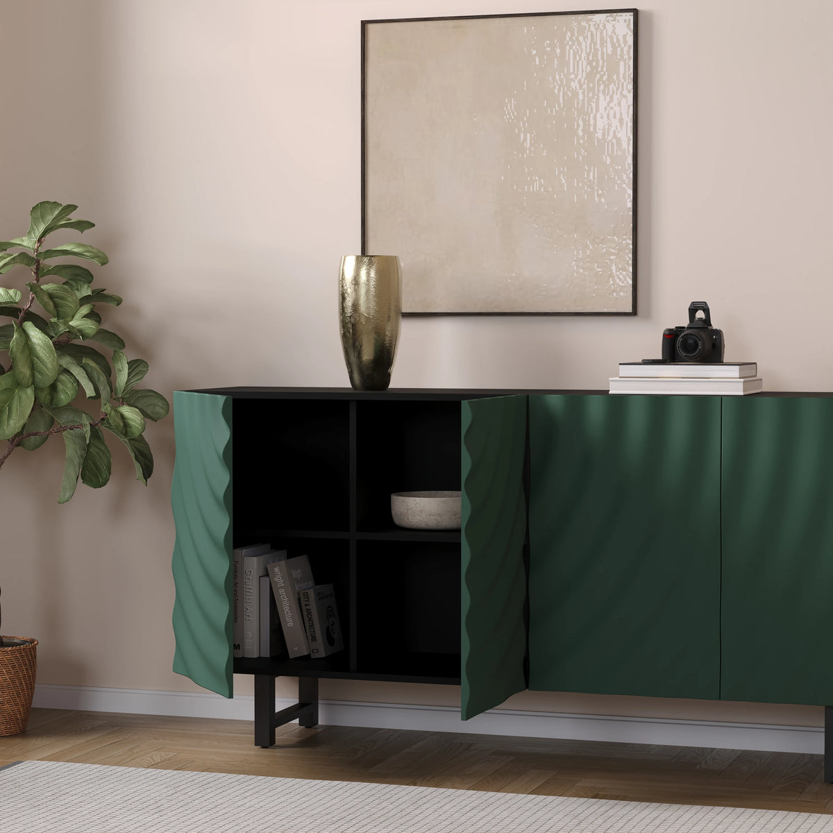 Emerald Wave Sideboard Cabinet for Living Room