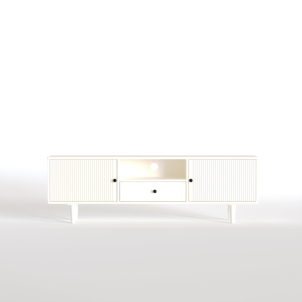 Solid Wood TV Entertainment Unit with Storage
