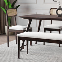 Solid Wood Dining Table 6 Seater Set with Bench for Dining Room