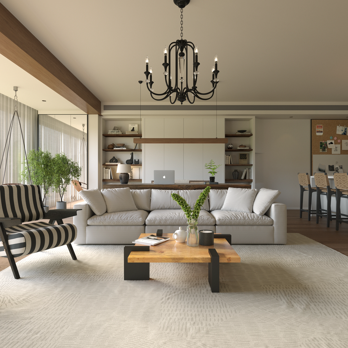 Modern Solid Mango Wood Coffee Table