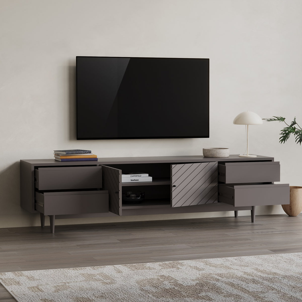 Solid Wood Tv Unit Stand for Bedroom